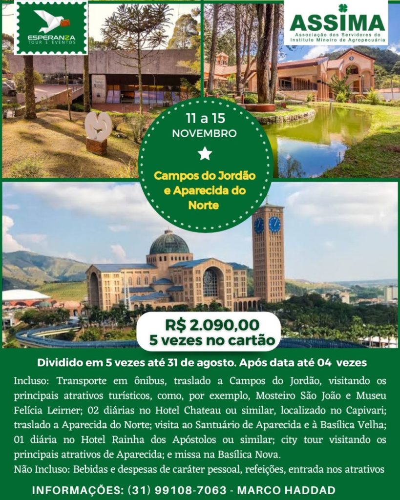 VIAGEM CAMPOS DO JORDÃO E APARECIDA DO NORTE