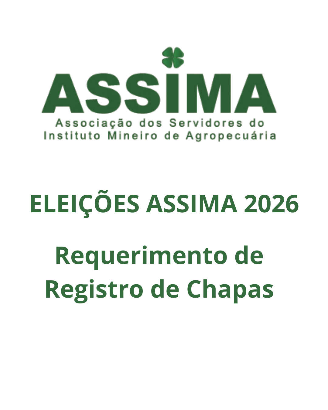 Assima - REQUERIMENTO DE INSCRIÇÃO DE CHAPAS